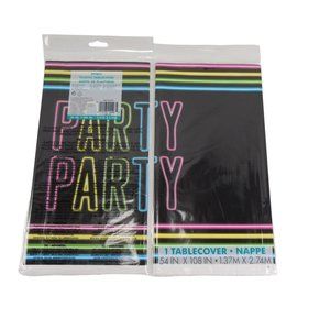 Unique Neon Party Plastic Tablecover (Nappe en Plastique) 54" x 108" Lot of 2